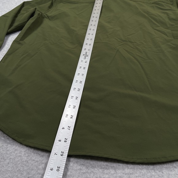 Topo Designs Tech Shirt Mens Large Green Snap Up Front Nylon Blend Gorpcore - Picture 6 of 12